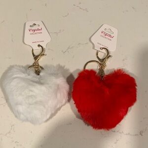Fluffy Heart bag charm/key chain